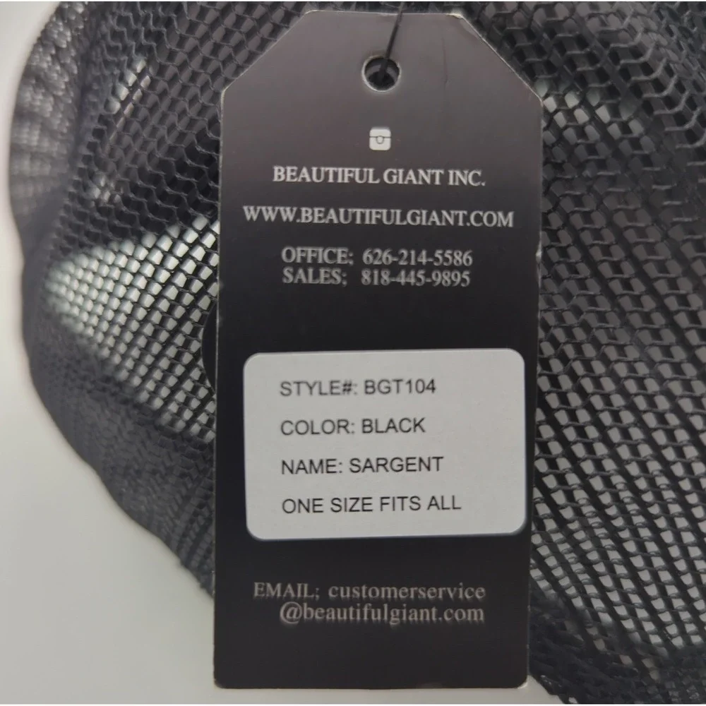 Beautiful Giant Sargent Mens Black Trucker Hat Snapback Mesh Cap BGT104 NEW